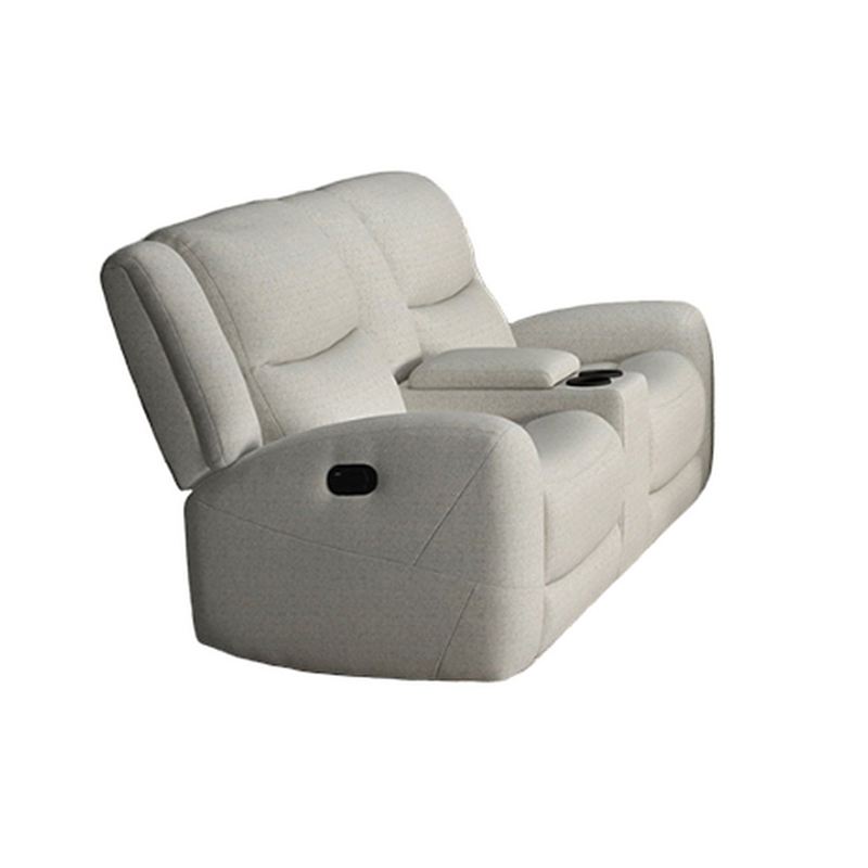 Gira 2pc Sofa and Loveseat Set- Manual Reclining- Solid Wood- Beige Fabric