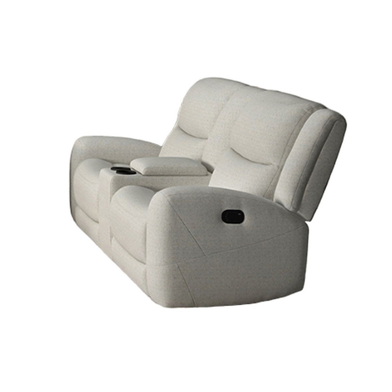 Gira 2pc Sofa and Loveseat Set- Manual Reclining- Solid Wood- Beige Fabric