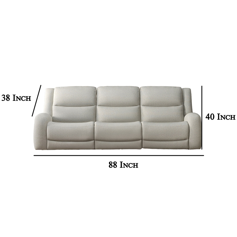 Gira Manual Recliner Sofa with Contour Armrest- Solid Wood- 88 Inch- Beige