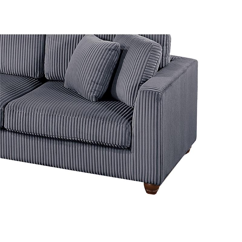 Zeo 2pc Oversize Sectional Sofa and Chaise- 4 Pillows- Gray Corduroy