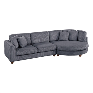 Zeo 2pc Oversize Sectional Sofa and Chaise- 4 Pillows- Gray Corduroy