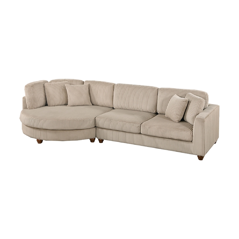 Zeo 2pc Oversize Sectional Sofa and Chaise- Taupe Brown Corduroy