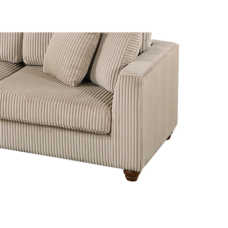 Zeo 2pc Oversize Sectional Sofa and Chaise- Taupe Brown Corduroy