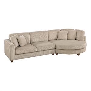 Zeo 2pc Oversize Sectional Sofa and Chaise- Taupe Brown Corduroy