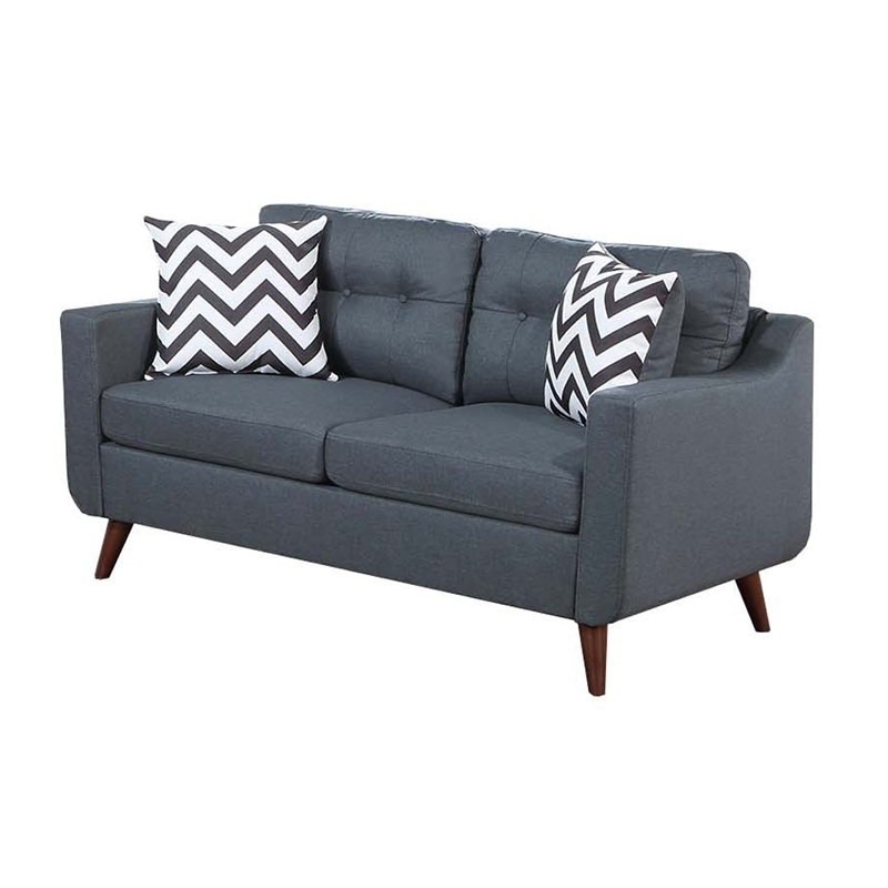 Roli 2pc Sofa and Loveseat Set- 4 Throw Pillows- Soft Blue Polyfiber