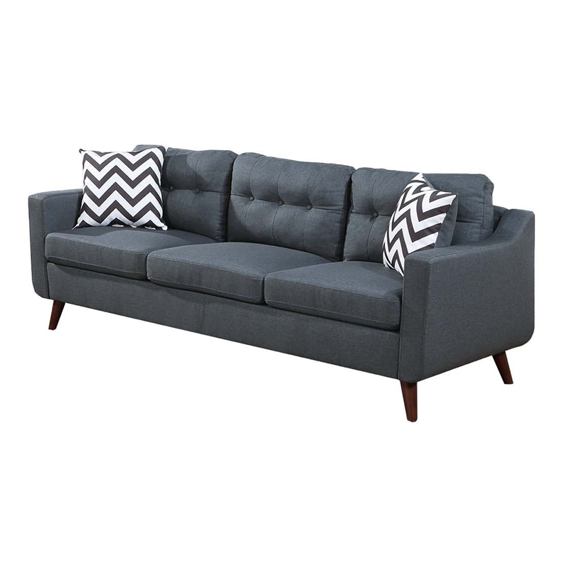 Roli 2pc Sofa and Loveseat Set- 4 Throw Pillows- Soft Blue Polyfiber