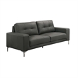 Moa 2pc Loveseat n Sofa Set- Chrome Legs- Anthracite Gray Full Leather