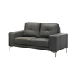 Moa 2pc Loveseat n Sofa Set- Chrome Legs- Anthracite Gray Full Leather