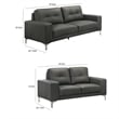Moa 2pc Loveseat n Sofa Set- Chrome Legs- Anthracite Gray Full Leather