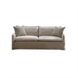 Savoir Sofa- 2 Accent Pillows- Contemporary Beige Linen Fabric 84 Inch