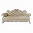 Ally Sofa- 4 Pillows- 86 Inch- Claw Feet- Vintage White Faux Leather