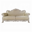 Ally Sofa- 4 Pillows- 86 Inch- Claw Feet- Vintage White Faux Leather