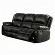 Zuru Motion Manual Recliner Sofa- 3 Seater- Plush Black Faux Leather