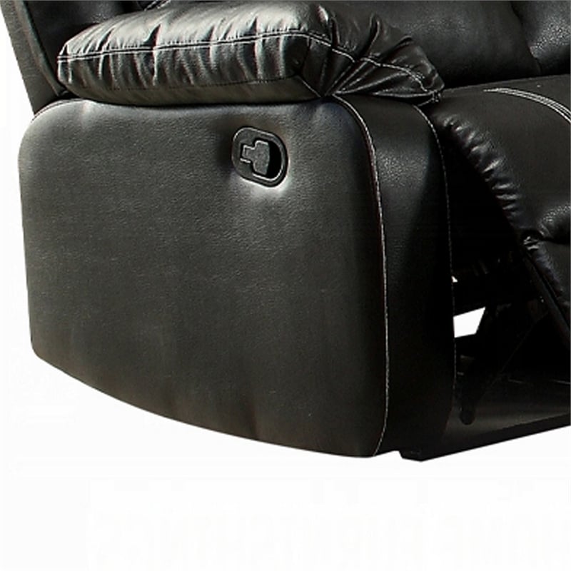 Zuru Motion Manual Recliner Sofa- 3 Seater- Plush Black Faux Leather