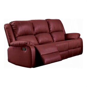 Zuru Motion Manual Recliner Sofa- 3 Seater- Plush Red Faux Leather