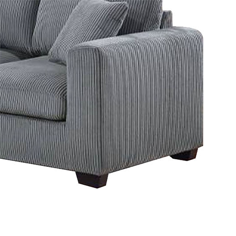 Jesica 2pc Loveseat n Sofa Set- 2 Accent Pillows- Gray Corduroy Fabric