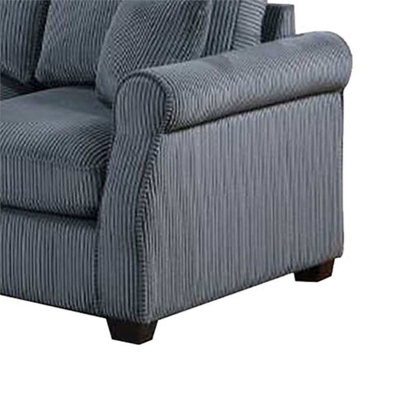 Jesica 2pc Loveseat n Sofa Set- 2 Pillows- Dark Gray Corduroy Fabric