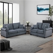 Jesica 2pc Loveseat n Sofa Set- 2 Pillows- Dark Gray Corduroy Fabric