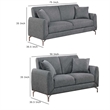 Rena 2pc Sofa and Loveseat Set- 2 Pillows- Dark Gray Burlap Fabric