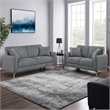 Rena 2pc Sofa and Loveseat Set- 2 Pillows- Dark Gray Burlap Fabric