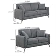 Rena 2pc Sofa and Loveseat Set- 2 Pillows- Dark Gray Burlap Fabric