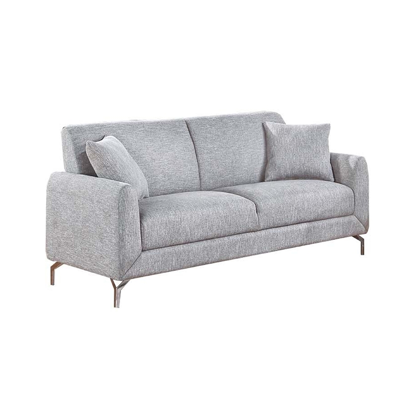Rena 2pc Sofa and Loveseat Set- 2 Pillows- Light Gray Burlap Fabric