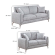 Rena 2pc Sofa and Loveseat Set- 2 Pillows- Light Gray Burlap Fabric