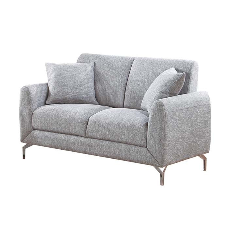 Rena 2pc Sofa and Loveseat Set- 2 Pillows- Light Gray Burlap Fabric