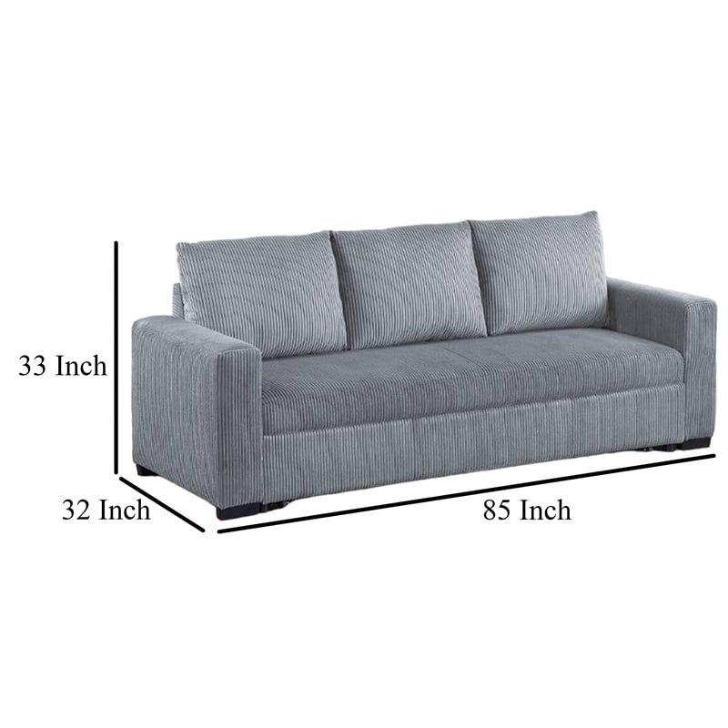 Billy Convertible Pull Out Sofa Bed- Gray Corduroy-  85 Inch