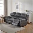 Charles Manual Recliner Sofa- Smoke Gray Faux Leather- Wood- 78 Inch