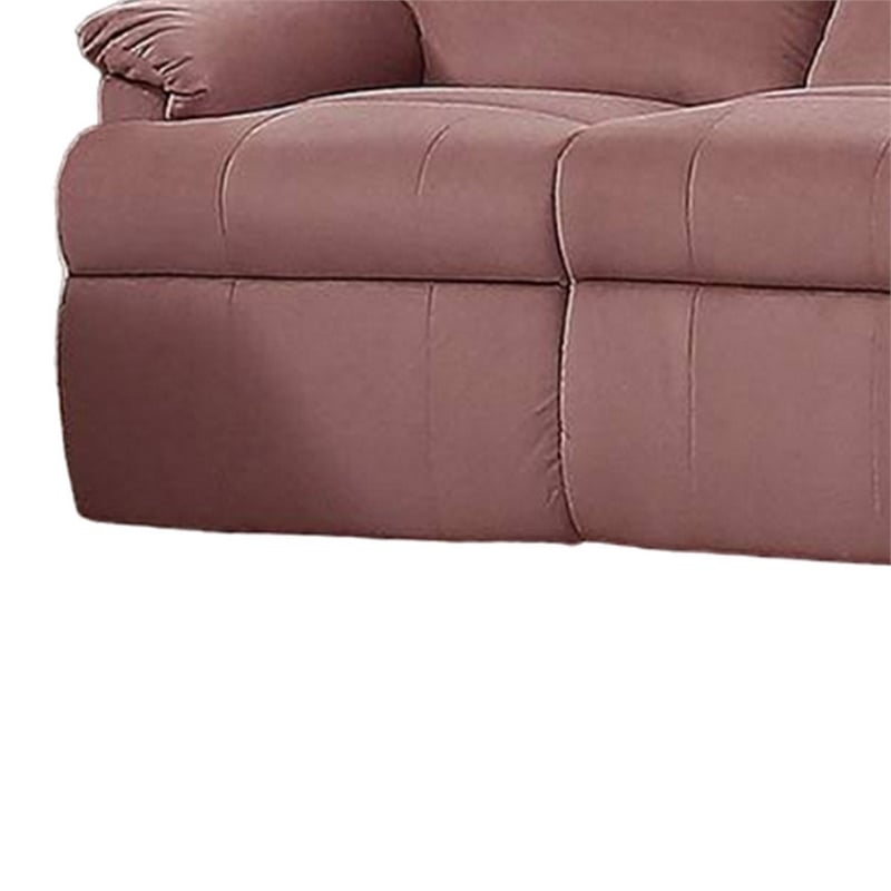 Karry Manual Recliner Sofa- Blush Pink Velvet- Solid Wood- 73 Inch