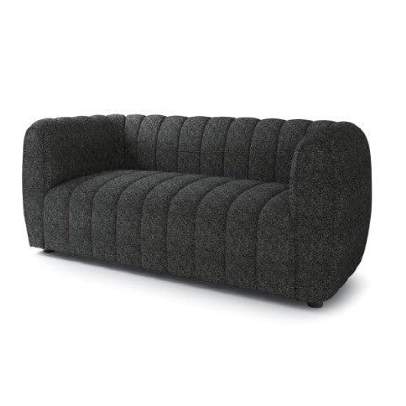 Hery Loveseat- 65 Inch- Black Boucle- Vertical Channel Tufted Details