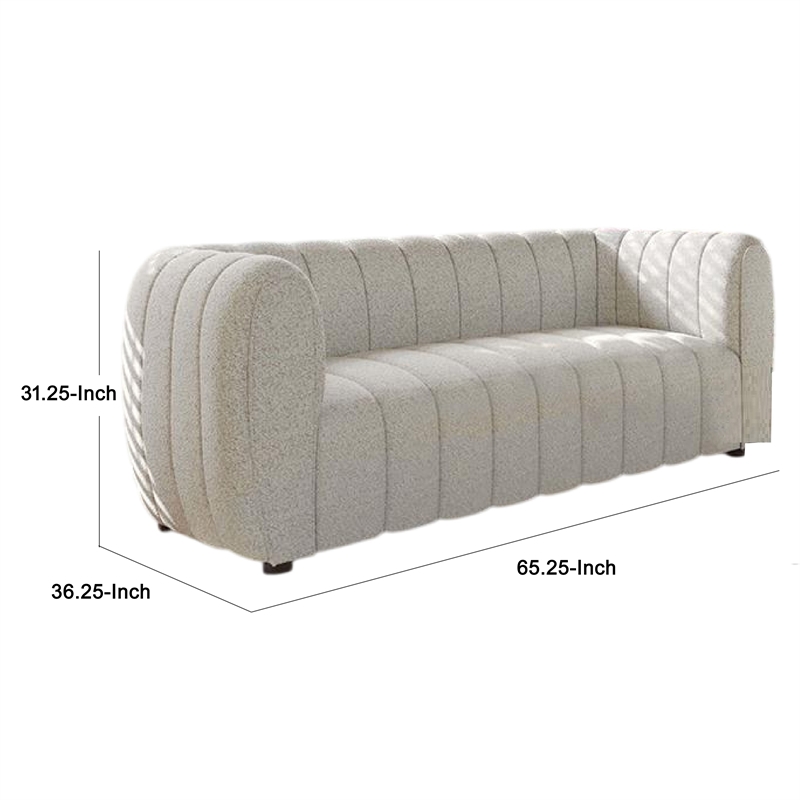 Hery Loveseat- 65 Inch- Black Boucle- Vertical Channel Tufted Details