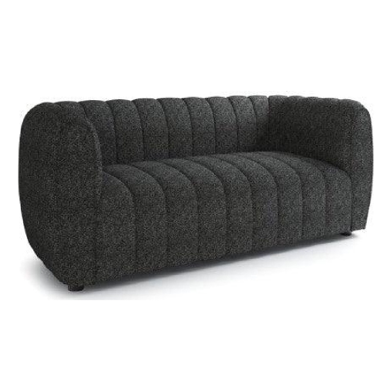 Hery Loveseat- 65 Inch- Black Boucle- Vertical Channel Tufted Details