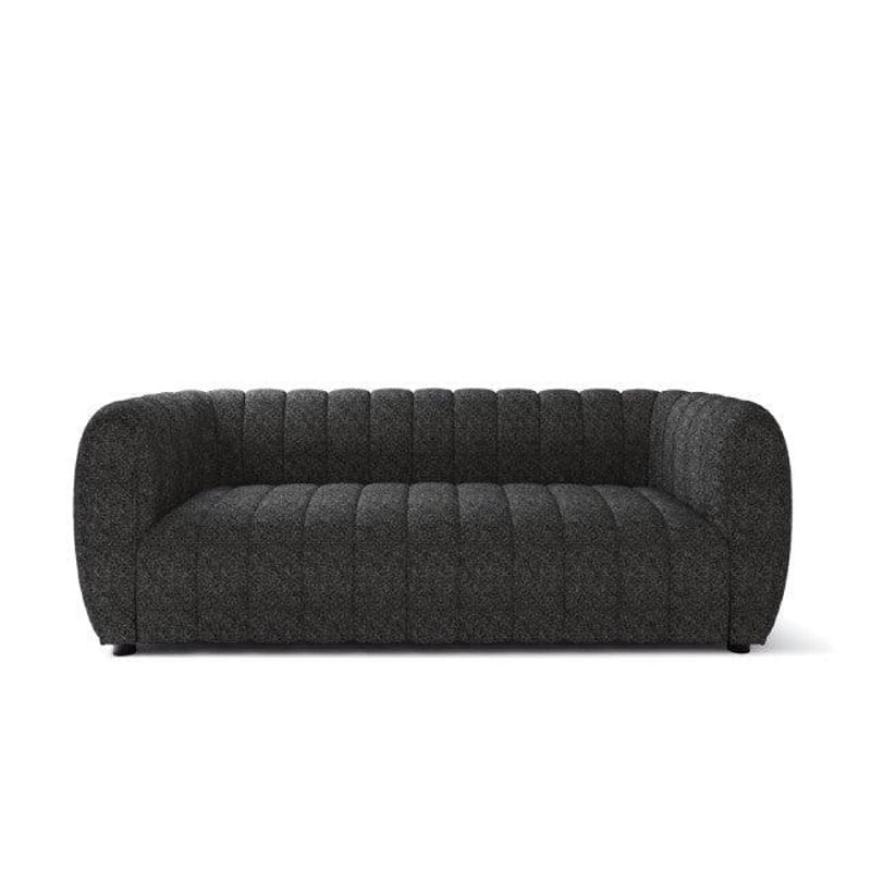 Hery Sofa- 83 Inch- Black Boucle- Vertical Channel Tufted Details