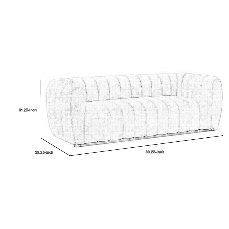Hery Sofa- 83 Inch- Black Boucle- Vertical Channel Tufted Details