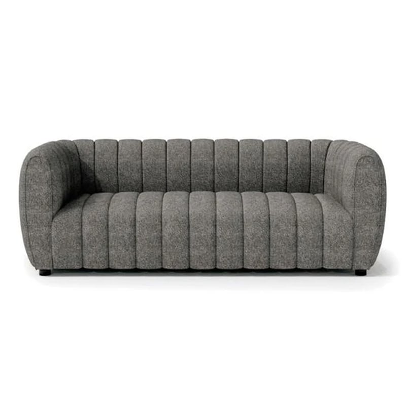 Hery Sofa and Loveseat Set- Gray Boucle- Vertical Channel Tufting