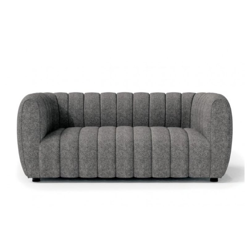 Hery Sofa and Loveseat Set- Gray Boucle- Vertical Channel Tufting