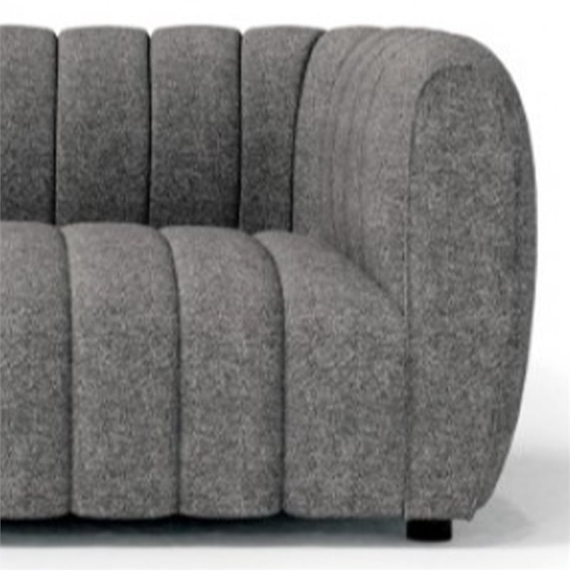 Hery Sofa and Loveseat Set- Gray Boucle- Vertical Channel Tufting