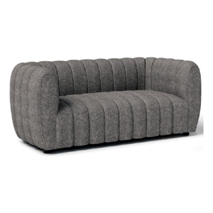 Hery Loveseat- 65 Inch- Gray Boucle- Vertical Channel Tufted Details