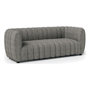 Hery Sofa- 23 Inch- Gray Boucle- Vertical Channel Tufted Details