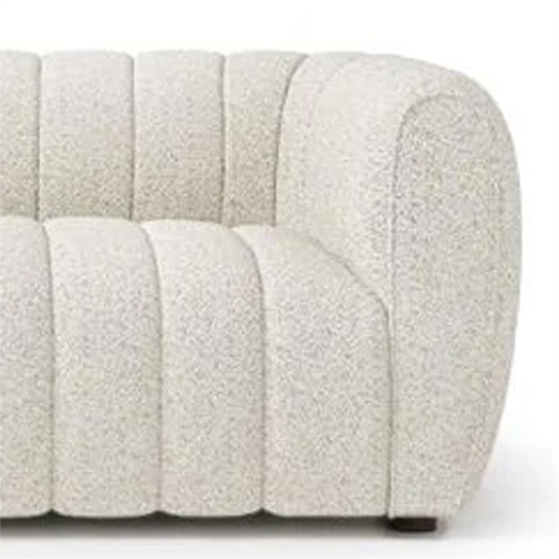 Hery Sofa and Loveseat Set- White Boucle- Vertical Channel Tufting
