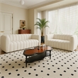Hery Sofa and Loveseat Set- White Boucle- Vertical Channel Tufting