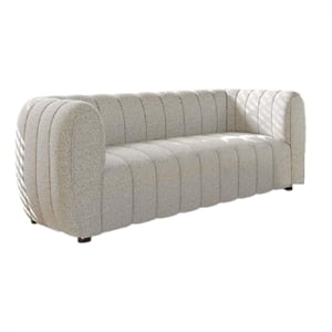 Hery Loveseat- 65 Inch- White Boucle- Vertical Channel Tufted Details