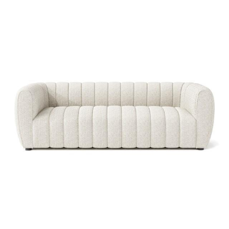 Hery Sofa- 83 Inch- White Boucle- Vertical Channel Tufted Details