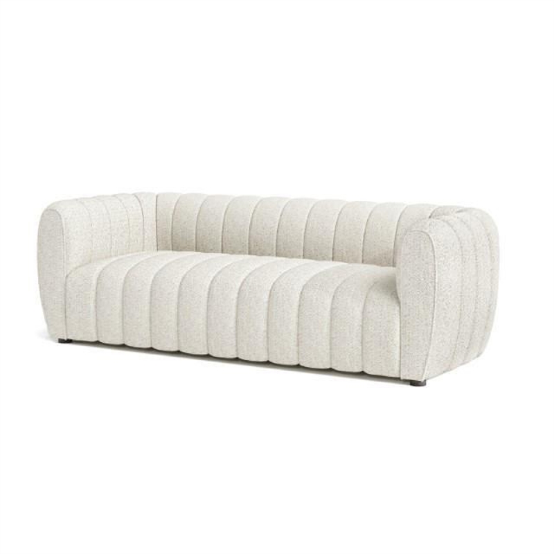 Hery Sofa- 83 Inch- White Boucle- Vertical Channel Tufted Details