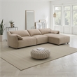 Vety L Shaped Sectional Sofa- Pillow Arm- Light Brown Nubuck Leather