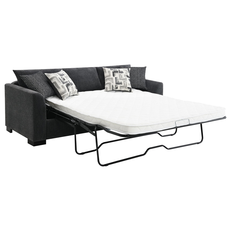 Storia Sleeper Sectional Chaise Sofa- Dark Gray- 4 Pillows- 84 Inch