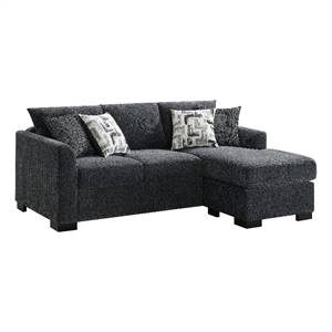 Storia Sleeper Sectional Chaise Sofa- Dark Gray- 4 Pillows- 84 Inch