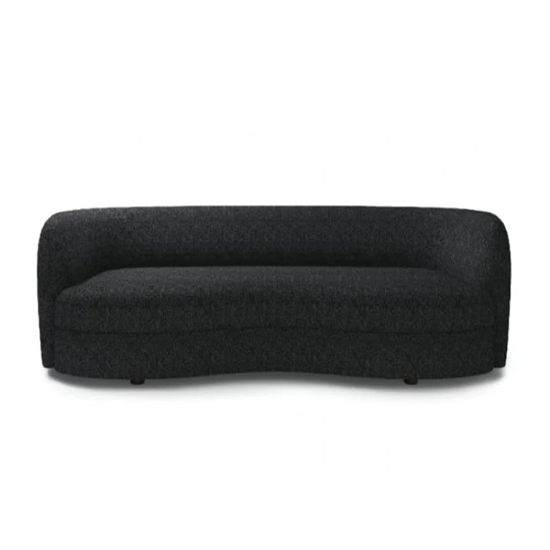 Srey 2pc Sofa and Loveseat Set- Black Boucle- Curved Kidney Shape